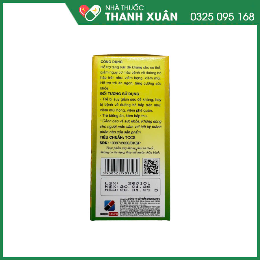 Sanfodulin hỗ trợ tăng sức đề kháng cho cơ thể, giảm nguy cơ mắc bệnh về đường hô hấp trên
